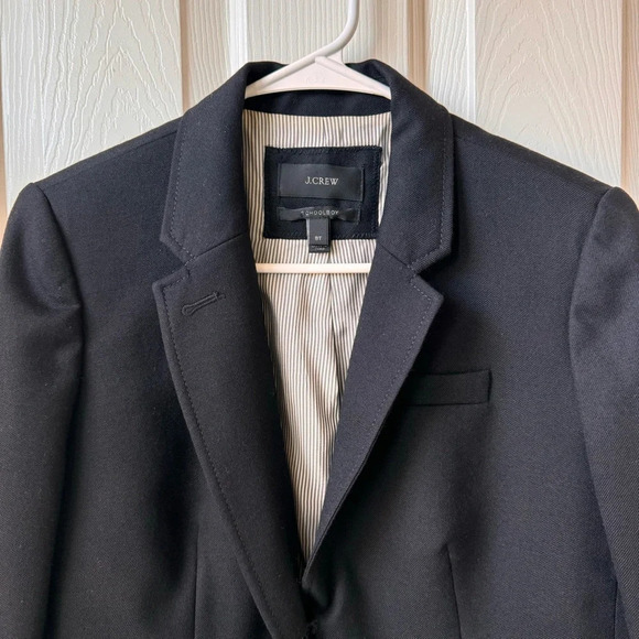 J. Crew Women’s Schoolboy Wool Coat Blazer Two Front Button Black size 8T Flawed - Picture 3 of 13